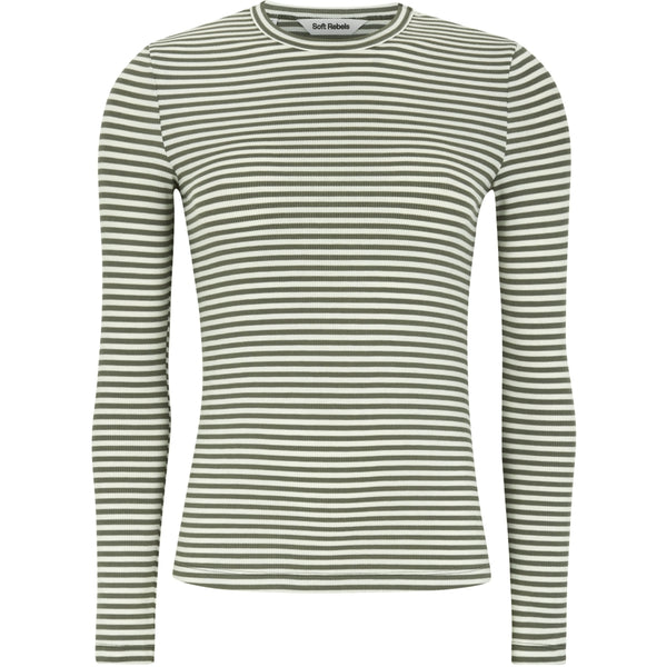 Soft Rebels Fenja Stripe top (Khaki stripe)