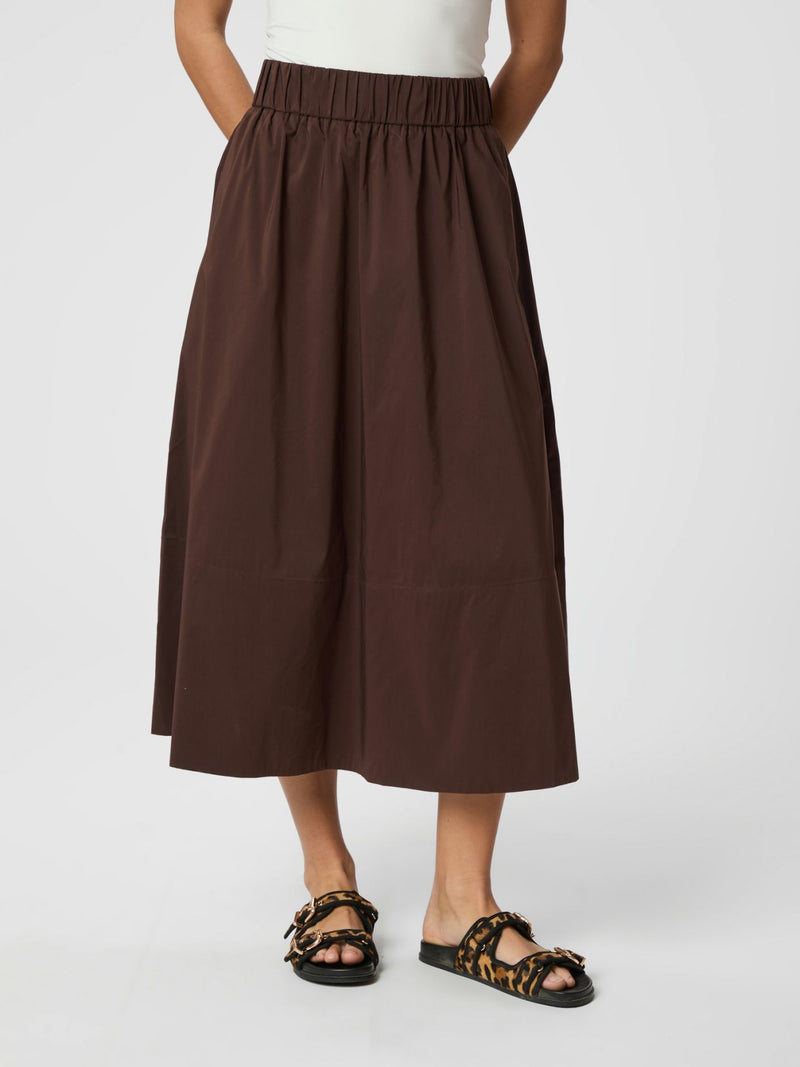 Yara Poplin Skirt - Brown