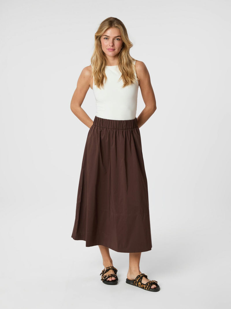 Yara Poplin Skirt - Brown