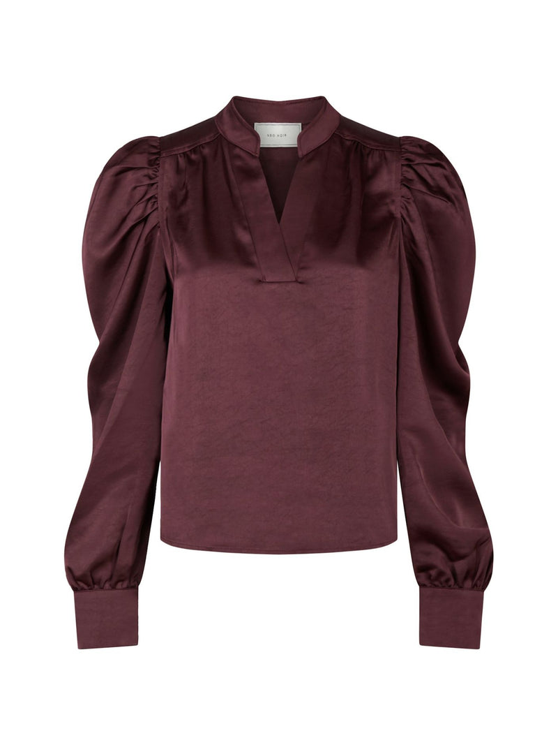 Neo Noir Rosslyn Sateen Blouse Burgundy