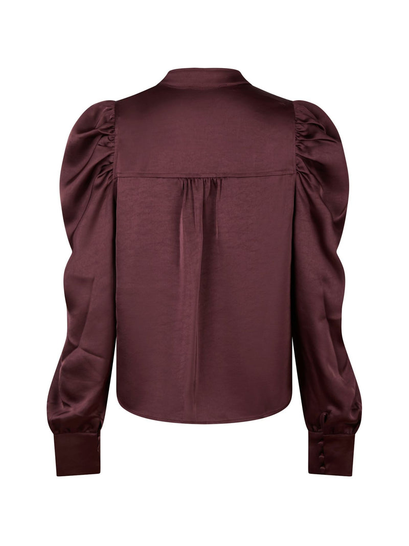 Neo Noir Rosslyn Sateen Blouse Burgundy