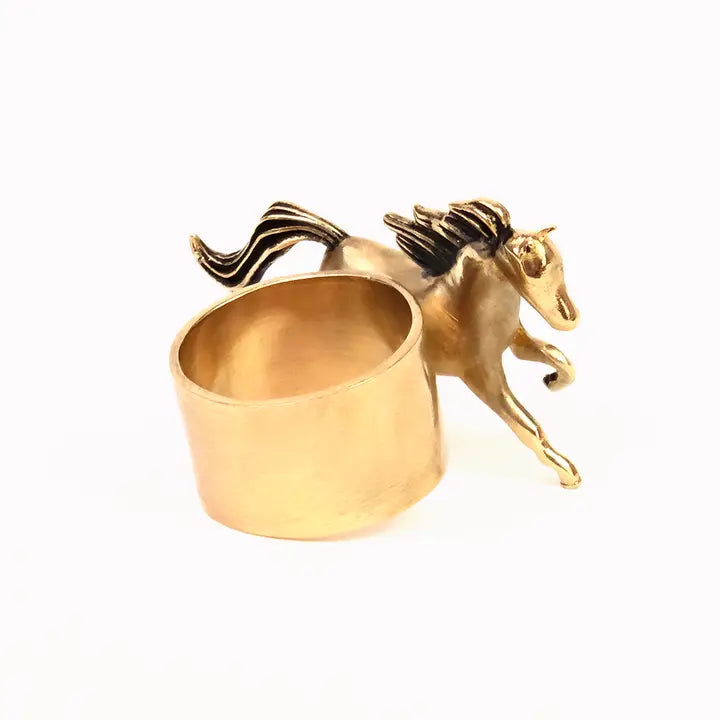 Horse Bandana Brass Slide Ring