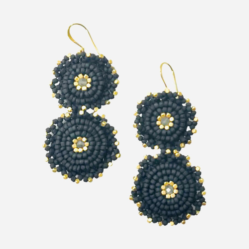 IBU Pomme Pomme Earrings Dark Grey