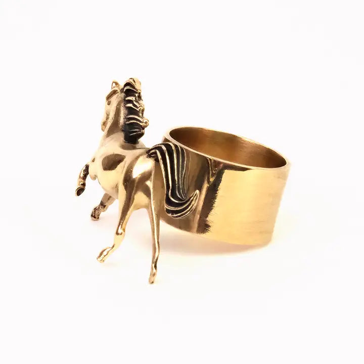 Horse Bandana Brass Slide Ring