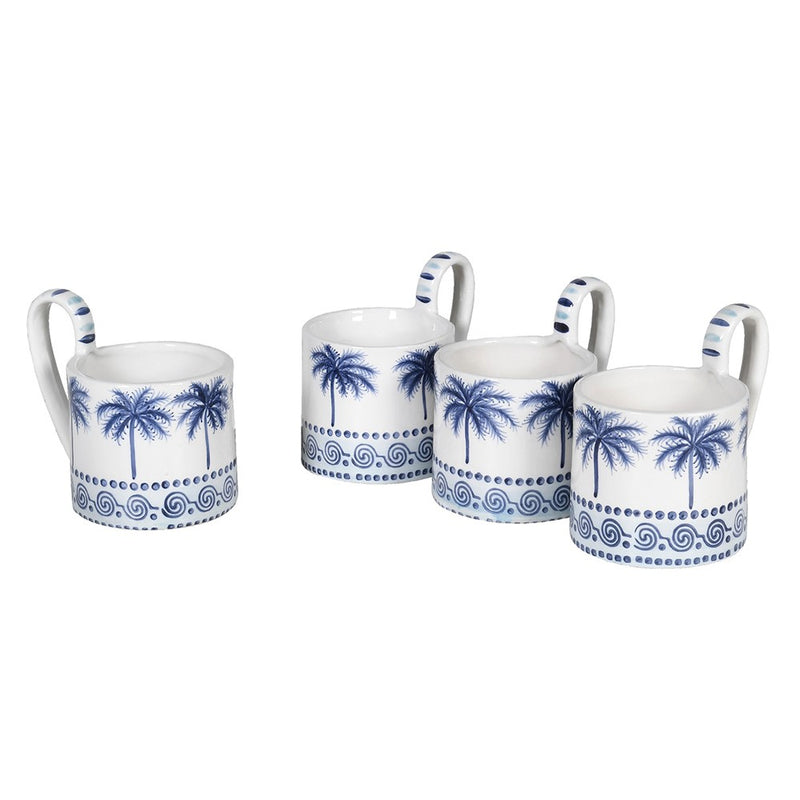 Blue palm tree mug (set of two)