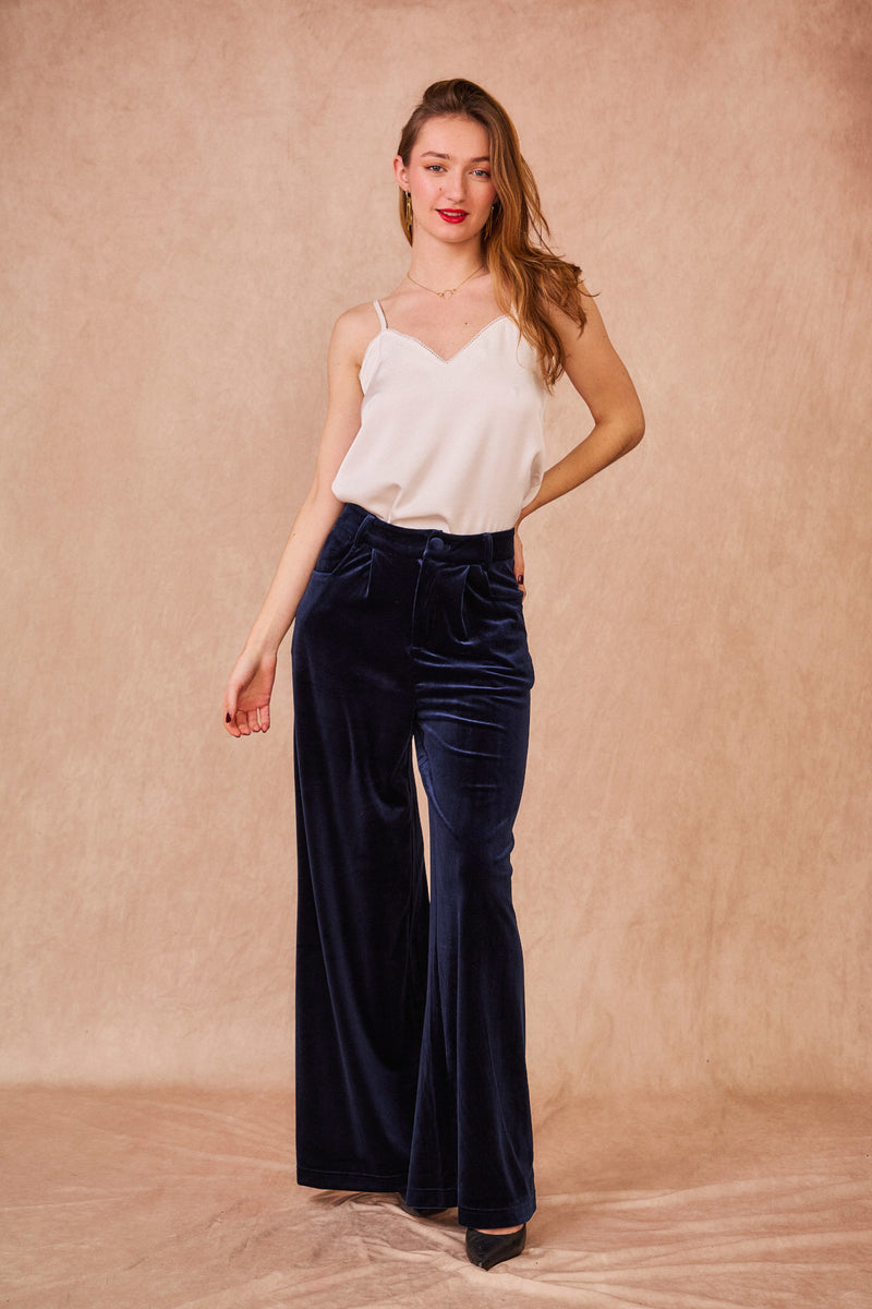 Navy Velvet Trousers