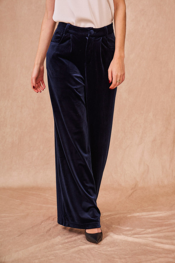 Navy Velvet Trousers