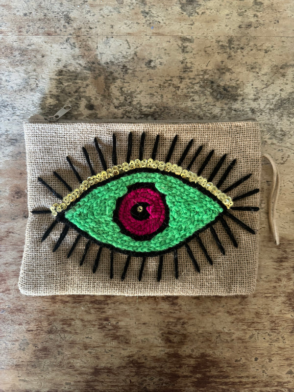 Flat Embroidered Clutch: EYEs