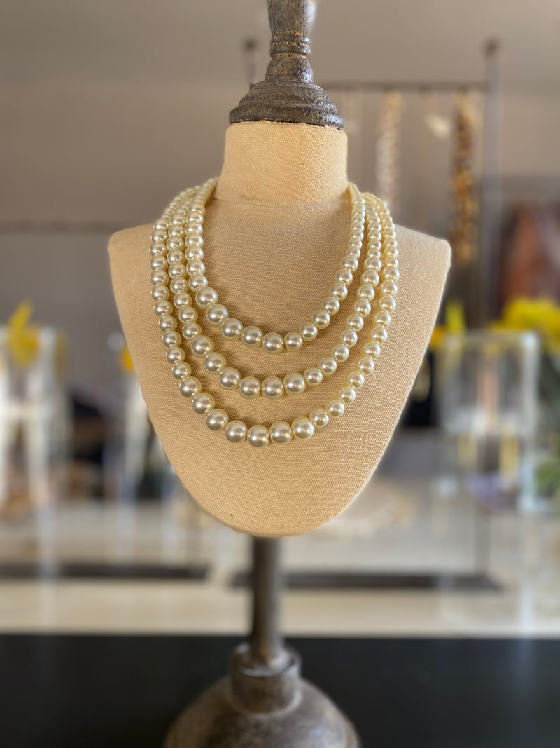 Pearl Bead Necklace (Three strand)