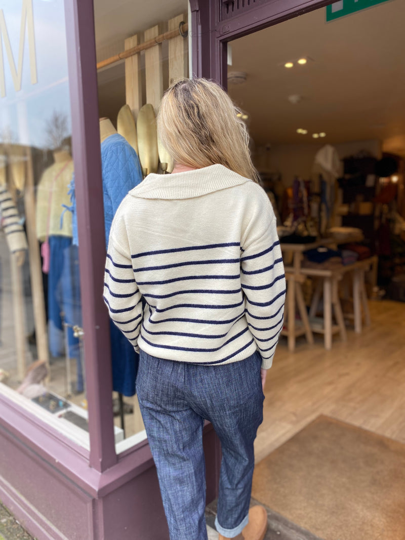 V neck Breton Stripe jumper