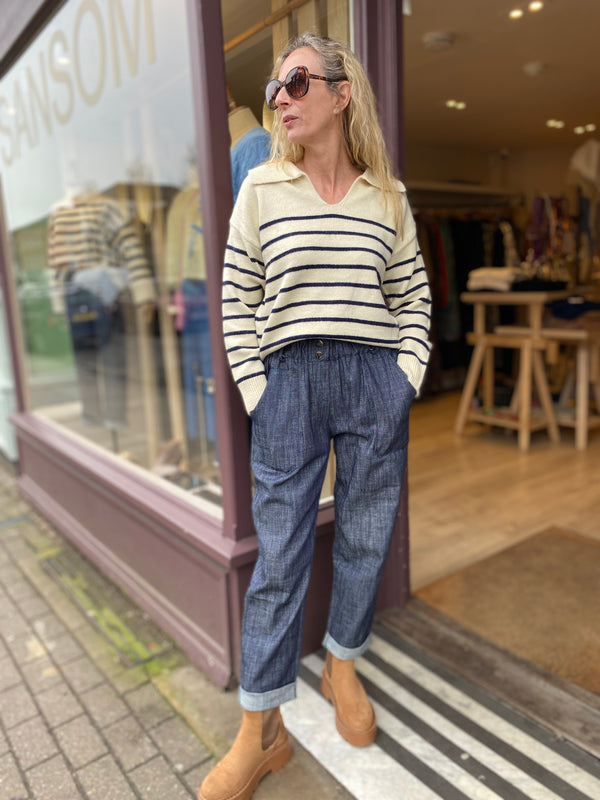 V neck Breton Stripe jumper