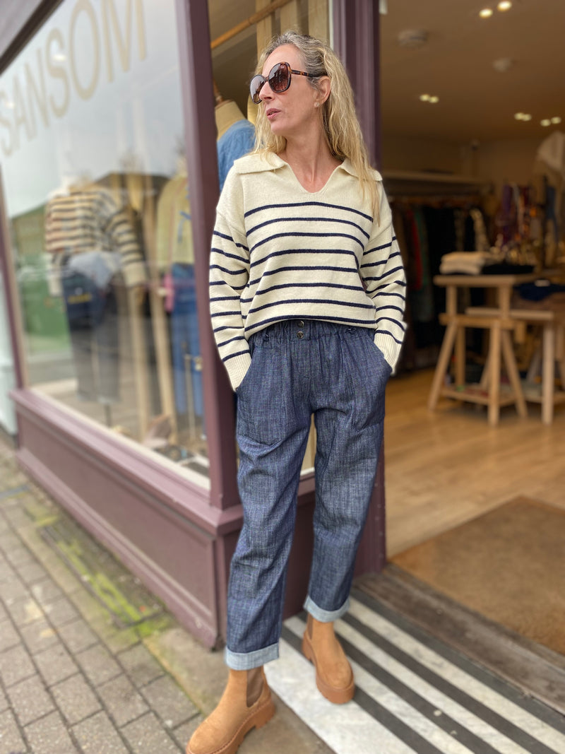 V neck Breton Stripe jumper