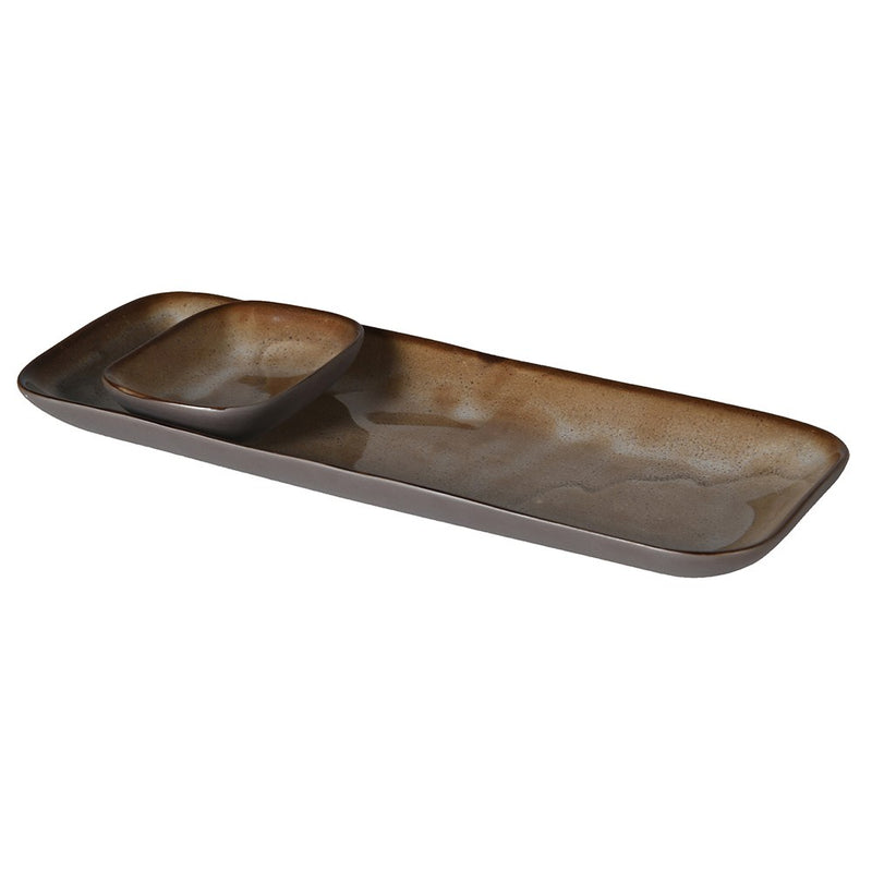 Ceramic dip bowl and tray