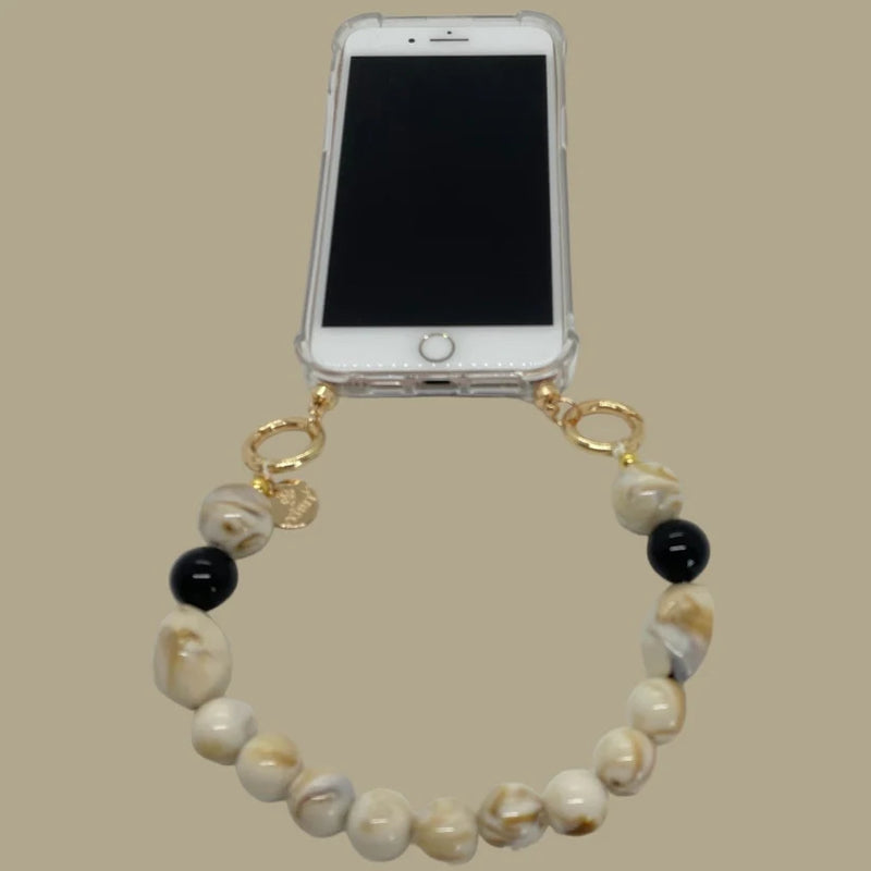 Short Phone chain for wrist (stone/black)