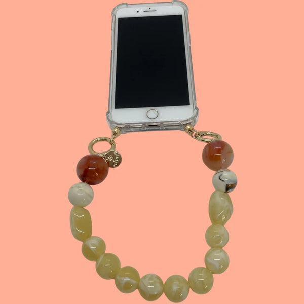 Short Phone chain for wrist (amber stones)