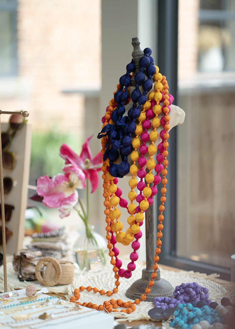 multi coloured Fabric beads necklace from Sansom Reed