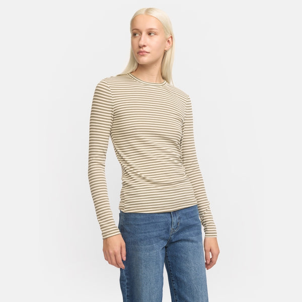 Soft Rebels Fenja Stripe top (Khaki stripe)