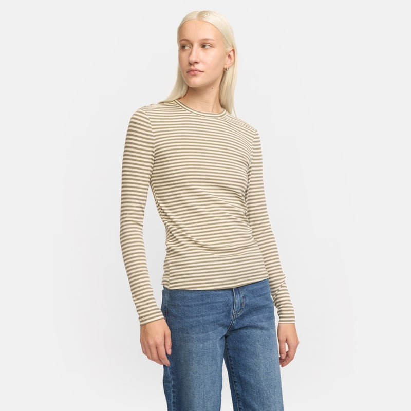 Soft Rebels Fenja Stripe top (Khaki stripe)