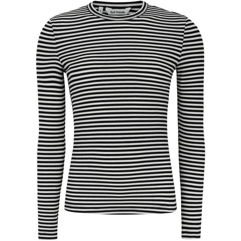 Soft Rebels Fenja Stripe top (Black stripe)