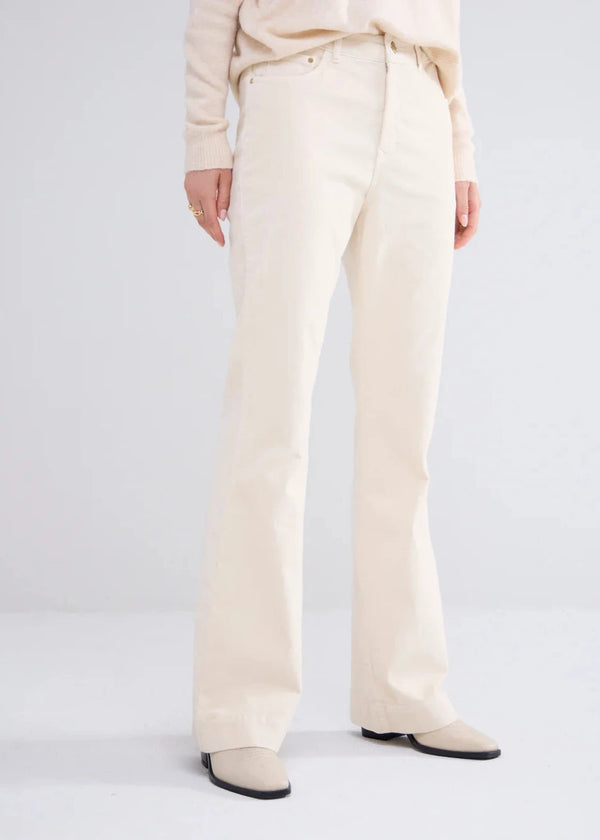 woman wearing Summum Woman Cream cord trousers