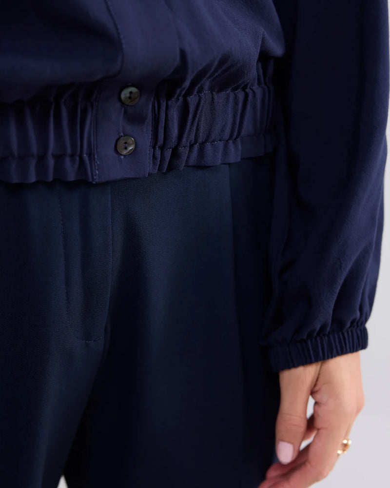 Summum Woman Navy bomber blouse close up detail