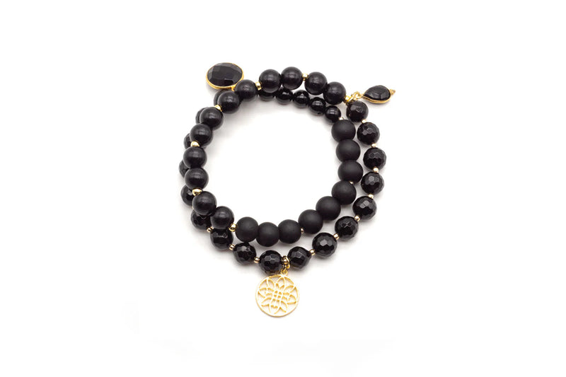 Schmückstück Beaded Double Bracelet (black)