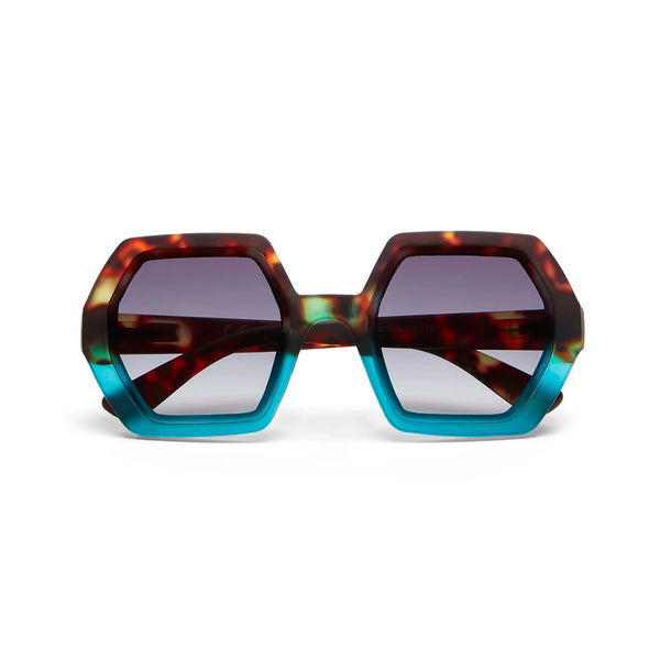 OKKIA Hexagonal Sunglasses in Blue & Tortoise Shell