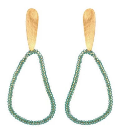 Aqua Crystal Outline Earrings on Brass