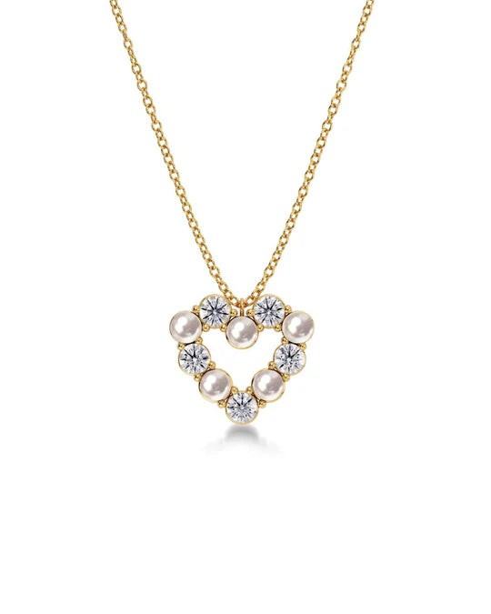 Affinity Pearl Heart Necklace (Gold)