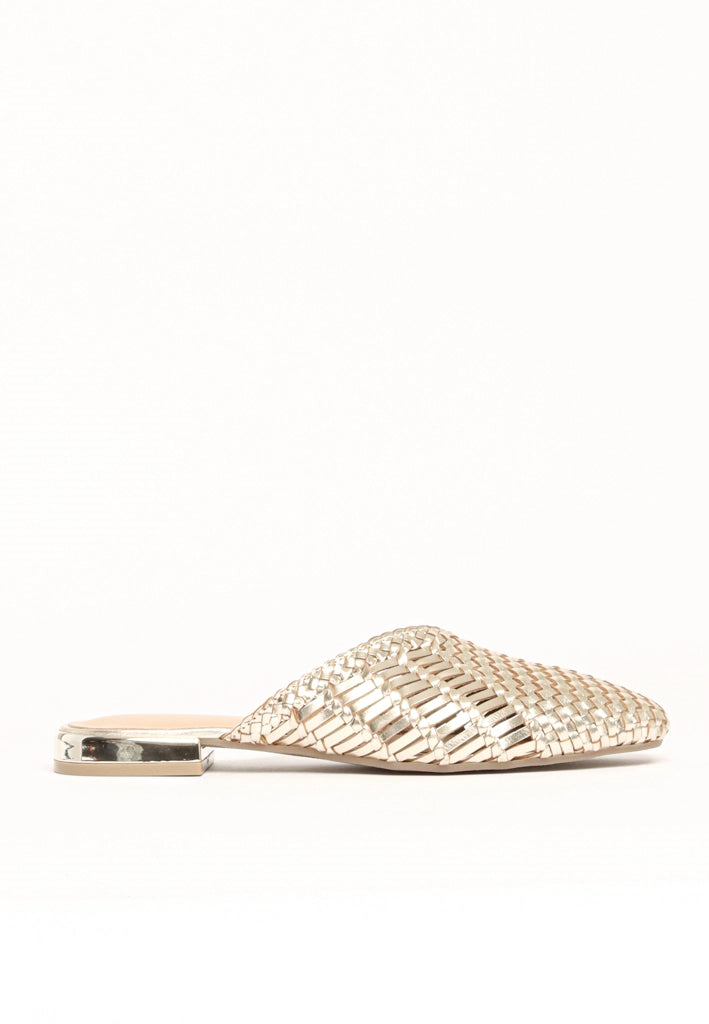 BUKELA GOLD WOVEN LEATHER MULES (Indiana)