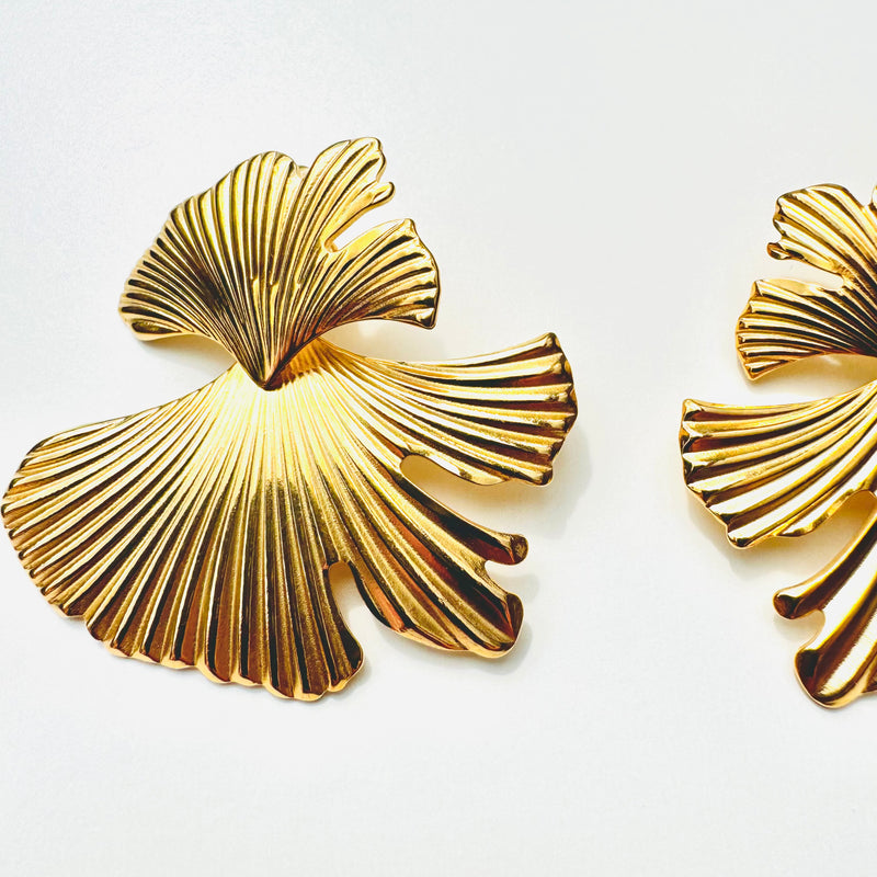 Ginkgo Leaf Statement Earrings