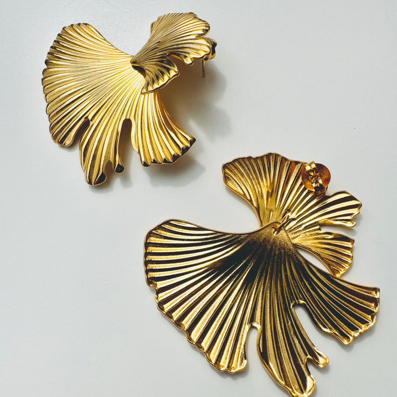 Ginkgo Leaf Statement Earrings