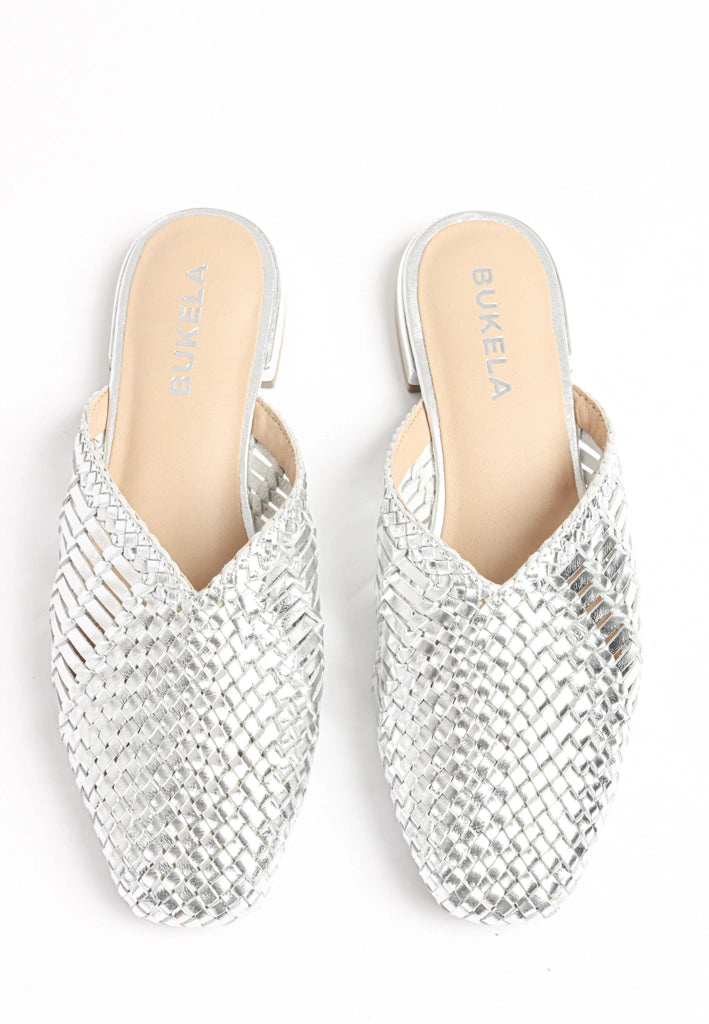 BUKELA GOLD WOVEN LEATHER MULES (Indiana)