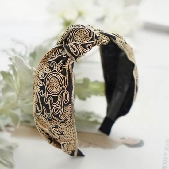 Gold Thread Embroidered Headband (2 COLOURS)