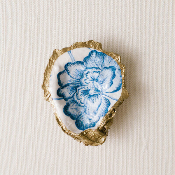 GRIT & GRACE Decoupage Oyster Jewellery Dish (Bird & Flower)